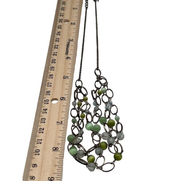 Vintage Multi-Strand Necklace & Bracelets Set - Green & Silver - Picture 8 of 8